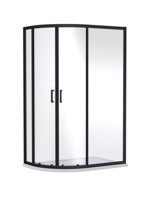 Nuie Rene Offset Quadrant Shower Enclosure, Toughened Glass Sliding Shower Doors with Reversible Design in Matt Black, 1200 x...