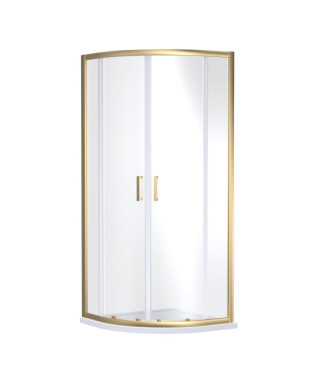 Nuie Rene Offset Quadrant Shower Enclosure, Toughened Glass Sliding Shower Doors with Reversible Design in Brushed Brass, 800...