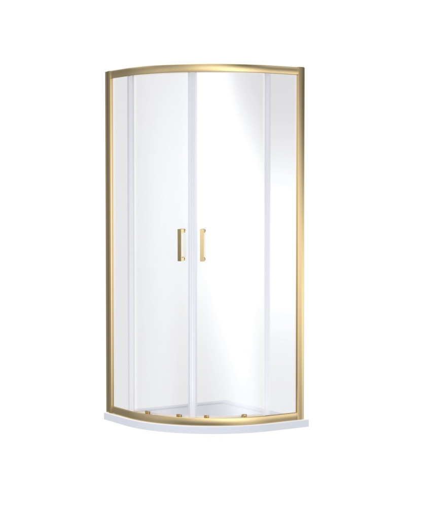 Nuie Rene Offset Quadrant Shower Enclosure, Toughened Glass Sliding Shower Doors with Reversible Design in Brushed Brass, 900...