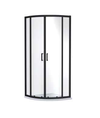 Nuie Rene Offset Quadrant Shower Enclosure, Toughened Glass Sliding Shower Doors with Reversible Design in Matt Black, 900 x ...