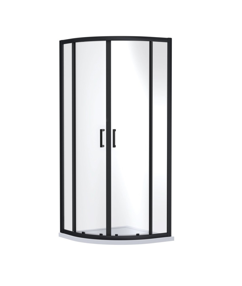 Nuie Rene Offset Quadrant Shower Enclosure, Toughened Glass Sliding Shower Doors with Reversible Design in Matt Black, 900 x ...
