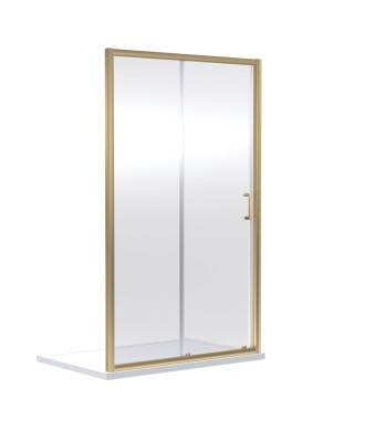 Nuie Rene Sliding Shower Door, Durable Toughened Glass, Reversible Sliding Shower Screen Enclosure in Brushed Brass, 1900 x 1...