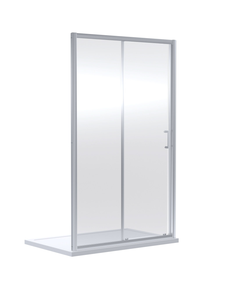Nuie Rene Sliding Shower Door with D Shape Handle, Durable Toughened Glass Reversible Enclosure in Chrome Frame, 1900 x 1400mm