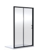 Nuie Rene Sliding Shower Door with D Shape Handle, Durable Toughened Glass Reversible Enclosure in Matt Black, 1900 x 1400mm