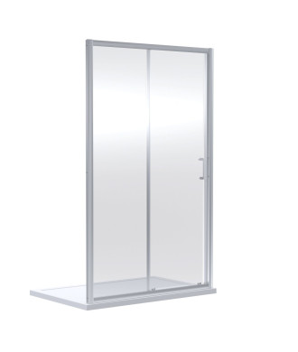 Nuie Rene Sliding Shower Door, Durable Toughened Glass, Reversible Sliding Shower Screen Enclosure in Chrome, 1900 x 1500mm