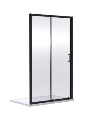 Nuie Rene Sliding Shower Door, Durable Toughened Glass, Reversible Sliding Shower Screen Enclosure in Matt Black, 1900 x 1500mm