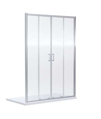 Nuie Rene Double Sliding Shower Door, Durable Toughened Glass Shower Screens, Shower Accessories in Chrome Finish, 1900 x 1700mm