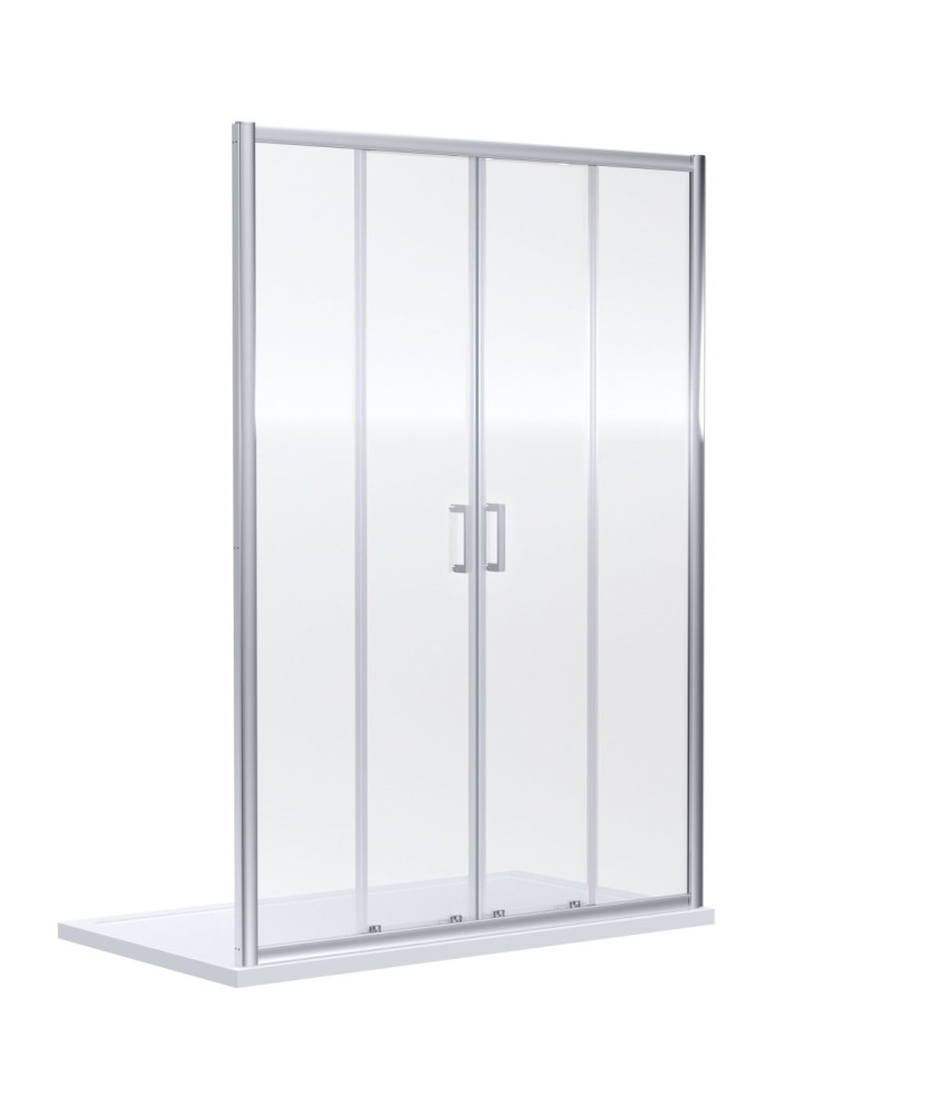 Nuie Rene Double Sliding Shower Door, Durable Toughened Glass Shower Screens, Shower Accessories in Chrome Finish, 1900 x 1700mm