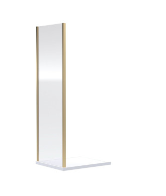 Nuie Rene Shower Side Panel, Durable Aluminium Frame Fixed Shower Screen, Enclosures for Shower in Brushed Brass, 1900 x 1000mm