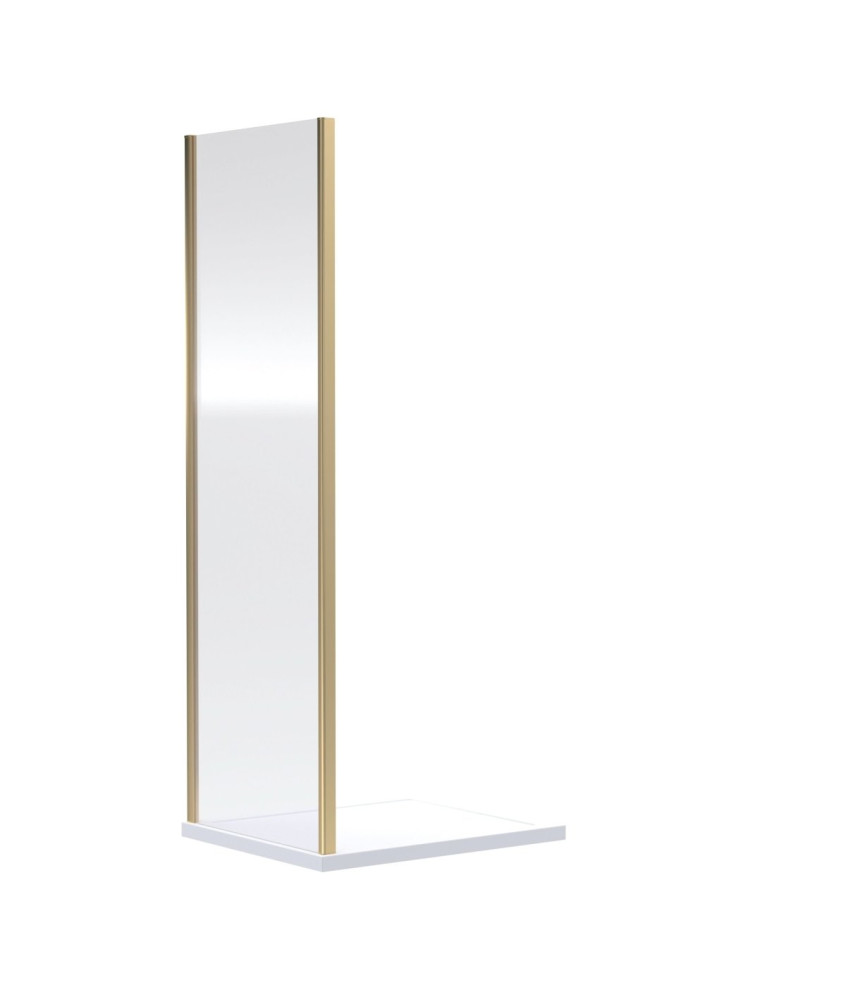 Nuie Rene Shower Side Panel, Durable Aluminium Frame Fixed Shower Screen, Enclosures for Shower in Brushed Brass, 1900 x 1000mm
