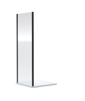 Nuie Rene Shower Side Panel, Durable Aluminium Frame Fixed Shower Screen, Modern Enclosures for Shower in Matt Black, 1900 x ...