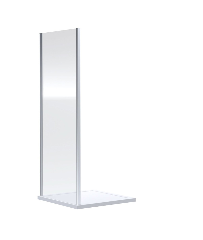 Nuie Rene Shower Side Panel, Durable Aluminium Frame Fixed Shower Screen, Modern Enclosures for Shower in Chrome, 1900 x 760mm