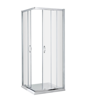 Hudson Reed Ella Corner Entry Shower Enclosure, Durable Frame with Sliding Shower Doors Shower Screen in Chrome, 1850 x 800mm