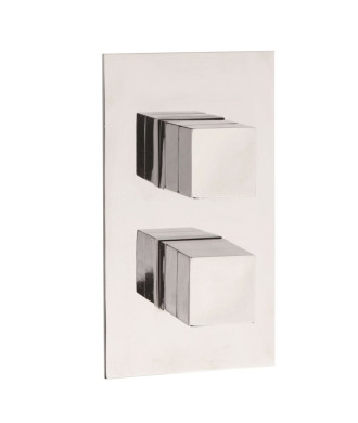Hudson Reed Lennox Twin Thermostatic Concealed Shower Valve with Diverter in 2 Square Handles, Modern and Durable Bathroom/Sh...