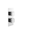 Hudson Reed Square Twin Thermostatic Concealed Shower Valve with Diverter, Durable Rectangle Back Plate Dual Handle Modern Hi...