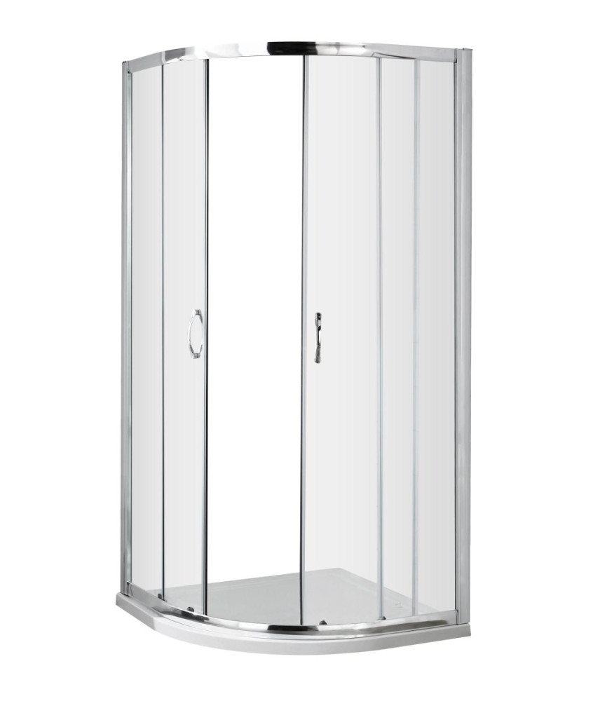 Hudson Reed Ella Quadrant Shower Enclosure, Durable Frame Sliding Shower Glass Door Screen in Chrome, 1850 x 800mm