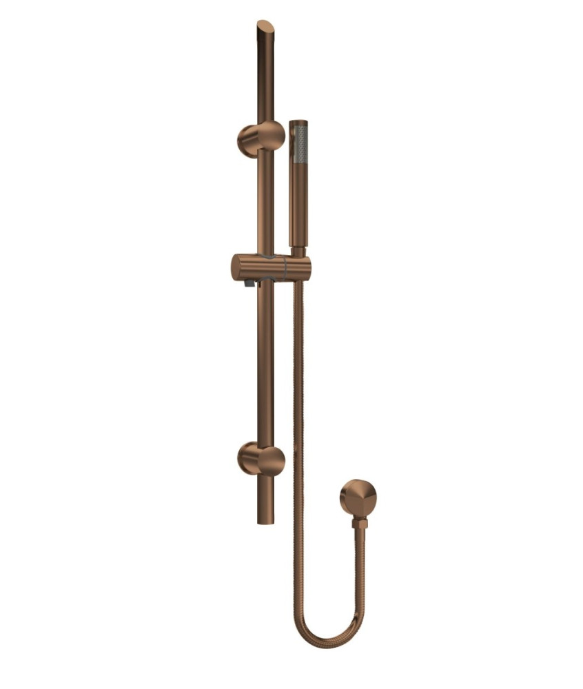 Nuie Slide Rail Kit, Modern Shower Riser Rail with Round Handset, Easy Clean Shower Slider Rail in Brushed Bronze, 740mm Height