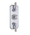 Old London White Topaz Twin Thermostatic Concealed Shower Valve, Durable Crosshead Handle and Dual Topaz Lever Traditional Ba...