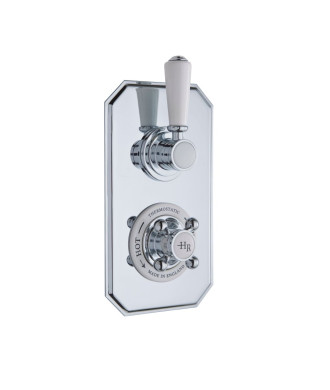 Old London White Topaz Twin Thermostatic Concealed Shower Valve with Diverter, Durable Crosshead Handle and Topaz Lever Tradi...