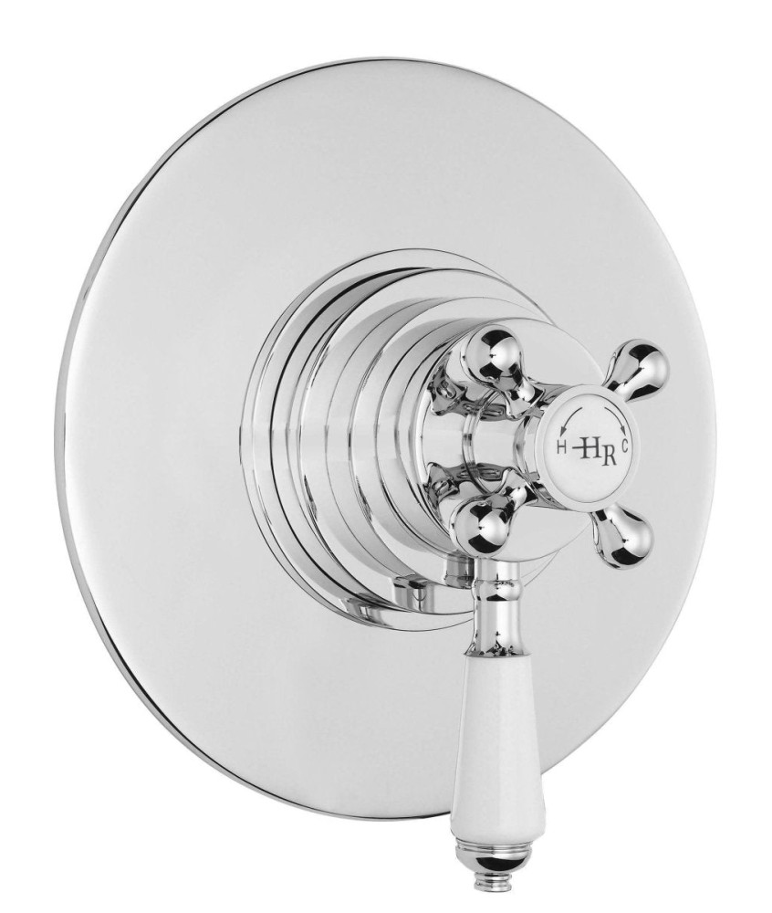 Old London Topaz Concealed Dual Shower Valve, Traditional Thermostatic Shower Set with Classic Crosshead Handles Paired With ...