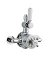 Old London Twin Thermostatic Exposed Shower Valve in White Topaz, Solid 2 Crosshead Handle, Accurate Flow Control in Chrome F...