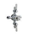 Old London Triple Thermostatic Exposed Shower Valve in 2 White Topaz and Crosshead Handle, Accurate Flow Control in Chrome Fi...