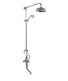 Old London Triple Thermostatic Exposed Shower Valve with Rigid Riser and Topaz, 3 Crosshead Handles, Complete Set in Chrome