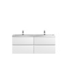 Hudson Reed Urban Wall Hung 4 Drawer Vanity Unit with Double Ceramic Basin, Modern Bathroom Furniture in Satin White, 1200mm