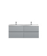 Hudson Reed Urban Wall Hung 4 Drawer Vanity Unit with Double Ceramic Basin, Modern Bathroom Furniture in Satin Grey, 1200mm