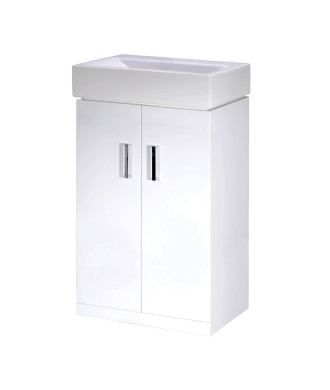 Nuie Mayford 2 Door Floorstanding Vanity Unit With Basin 450mm Wide - Gloss White
