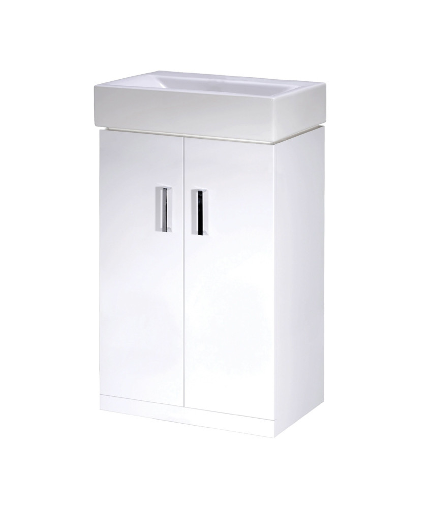 Nuie Mayford 2 Door Floorstanding Vanity Unit With Basin 450mm Wide - Gloss White