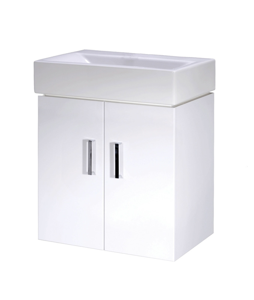 Nuie Mayford 2 Door Wall Hung Vanity Unit With Basin 450mm Wide - Gloss White