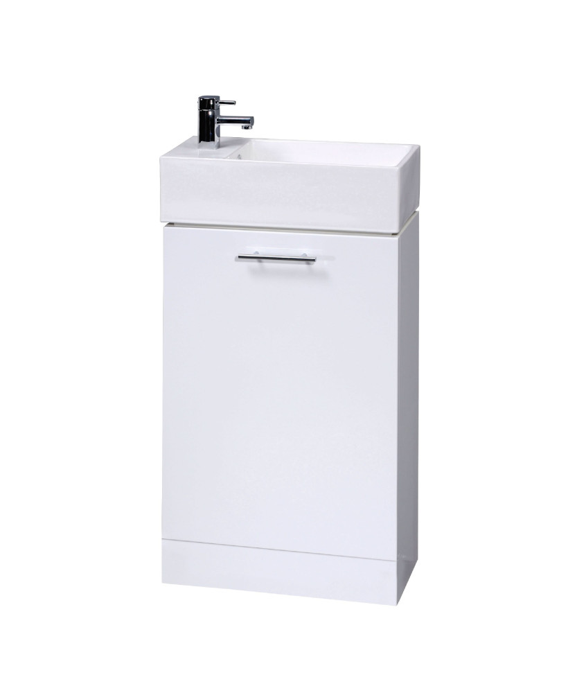 Nuie Mayford 1 Door Floorstanding Vanity Unit With Basin 480mm Wide - Gloss White