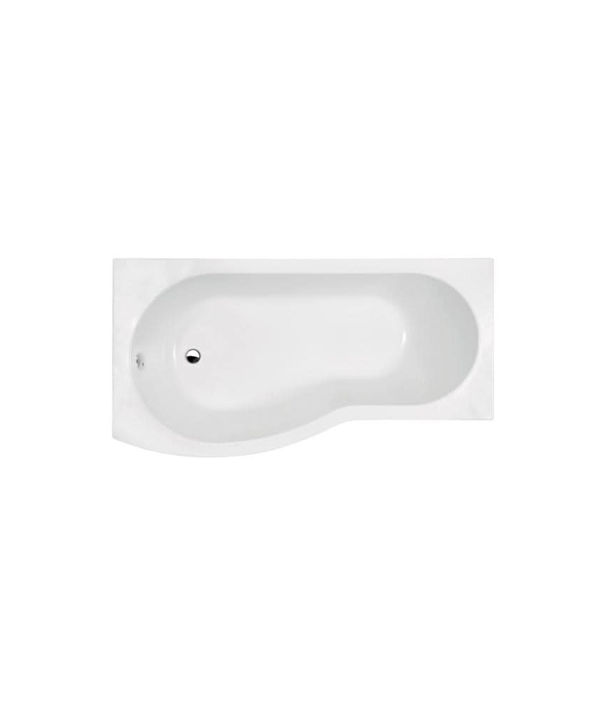 Nuie P Shaped Right Hand Bath, Durable Space Saving Deep Soaking Contemporary Wide Bathroom Bathtubs in White Finish, 1700mm