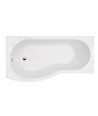 Nuie P Shaped Right Hand Bath, Durable Space Saving Deep Soaking Contemporary Wide Bathroom Bathtubs in White Finish, 1700mm