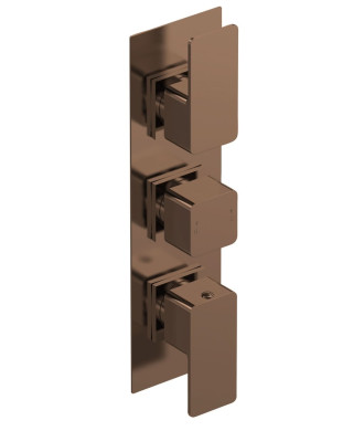 Nuie Windon Triple Thermostatic Concealed Shower Valve with Double Lever Single Handle, Modern Bathroom Fittings in Vertical ...