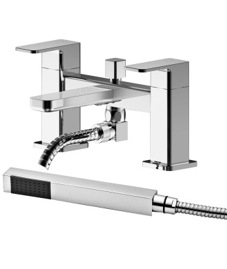 Nuie Windon Deck Mounted  Bath Shower Mixer Tap with Shower Kit - Chrome