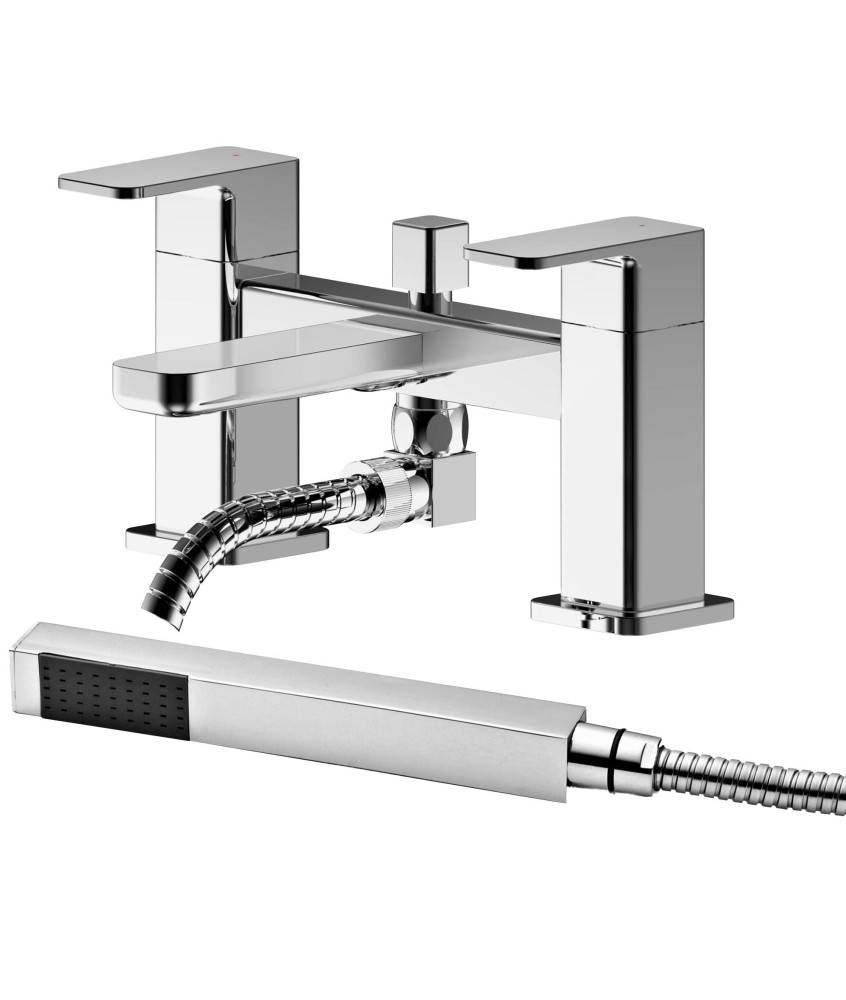 Nuie Windon Deck Mounted  Bath Shower Mixer Tap with Shower Kit - Chrome