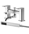 Nuie Windon Deck Mounted  Bath Shower Mixer Tap with Shower Kit - Chrome