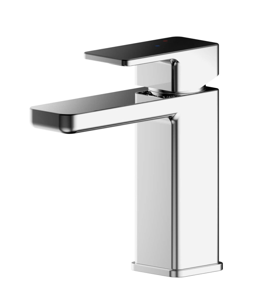 Nuie Windon Square Mono Basin Mixer Tap with Push Button Waste - Chrome