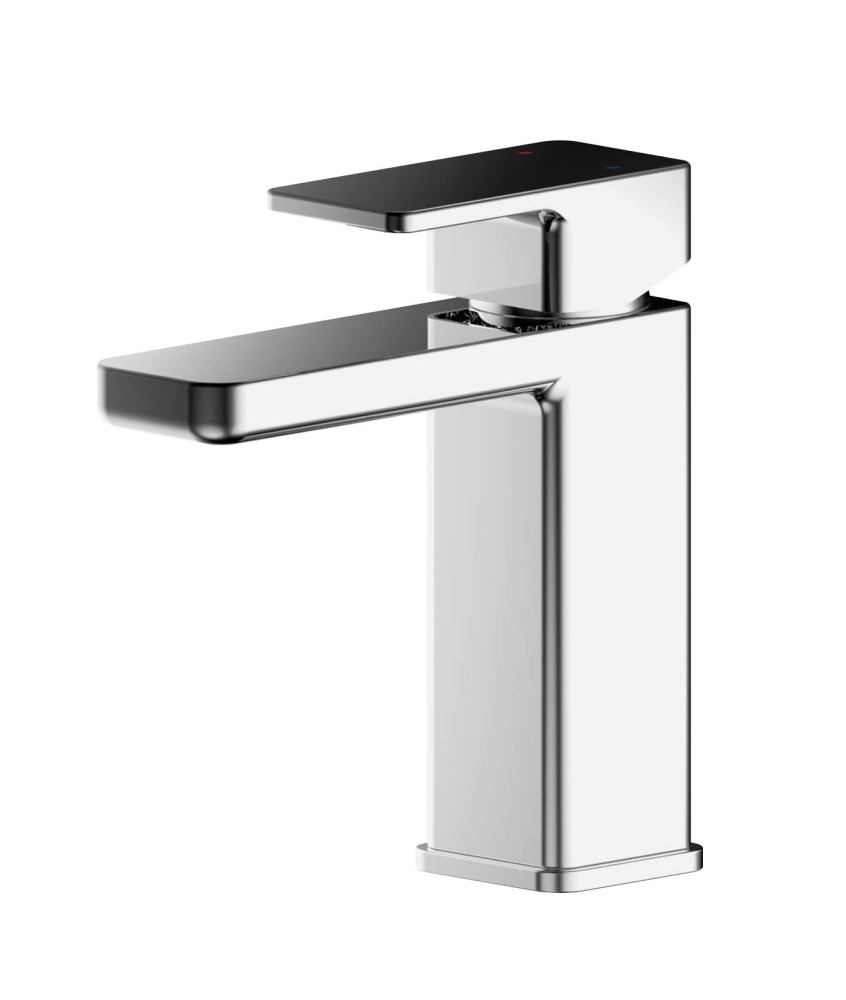 Nuie Windon Mini Mono Basin Mixer Tap with Push Button Waste - Chrome