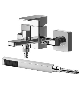 Nuie Windon Wall Mounted Bath Shower Mixer Tap with Shower Kit - Chrome