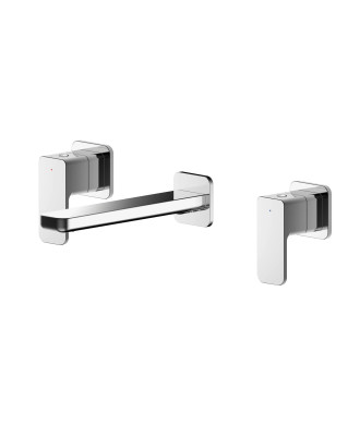 Nuie Windon 3-Hole Wall Mounted Basin Mixer Tap - Chrome