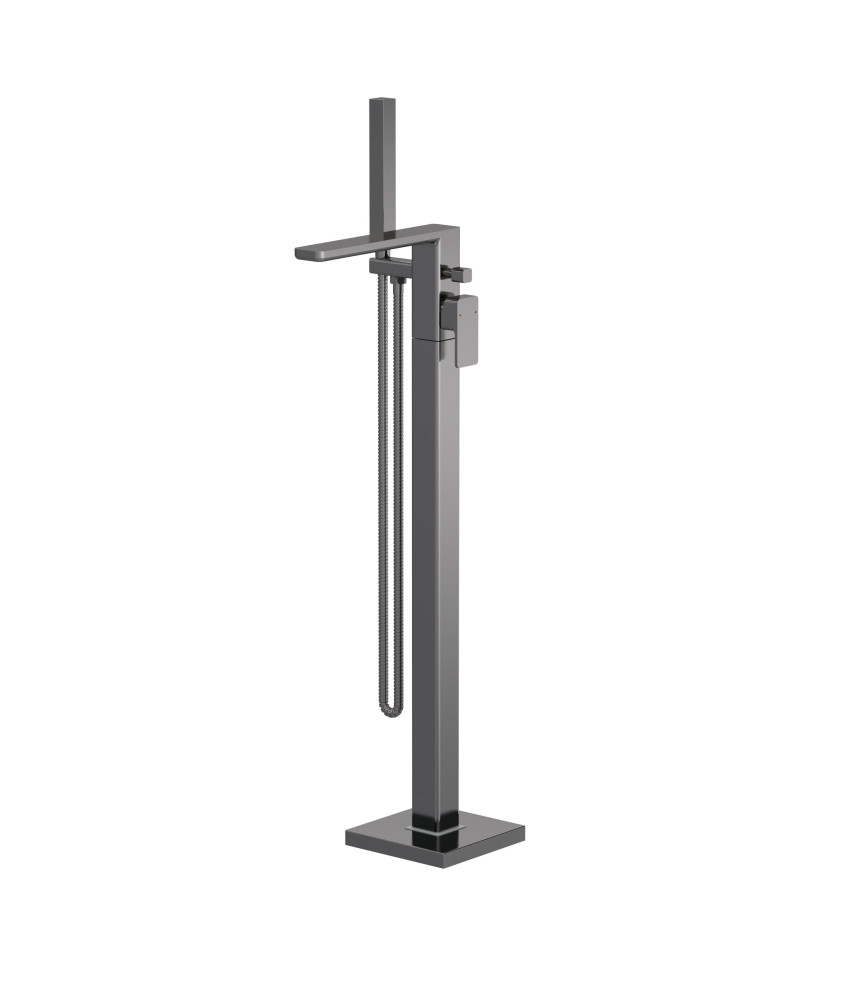 Nuie Windon Freestanding Bath Shower Mixer Tap with Shower Kit - Brushed Gun Metal