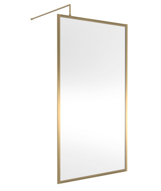 Hudson Reed Full Outer Frame Wetroom Screen, Toughened Glass with Support Bar & Wetroom Shower Screen in Brushed Brass, 1950x...