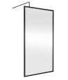 Hudson Reed Full Outer Frame Wetroom Screen, Toughened Glass with Support Bar & Wetroom Shower Screen in Matt Black, 1950x1100mm