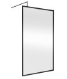 Hudson Reed Full Outer Frame Wetroom Screen, Toughened Glass with Support Bar & Wetroom Shower Screen in Matt Black, 1950x1200mm