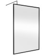 Hudson Reed Full Outer Frame Wetroom Screen, Toughened Glass with Support Bar & Wetroom Shower Screen in Matt Black, 1950x1400mm