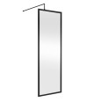 Hudson Reed Full Outer Frame Wetroom Screen, Toughened Glass with Support Bar & Wetroom Shower Screen in Matt Black, 1950x700mm