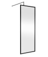 Hudson Reed Full Outer Frame Wetroom Screen, Toughened Glass with Support Bar & Wetroom Shower Screen in Matt Black, 1950x800mm